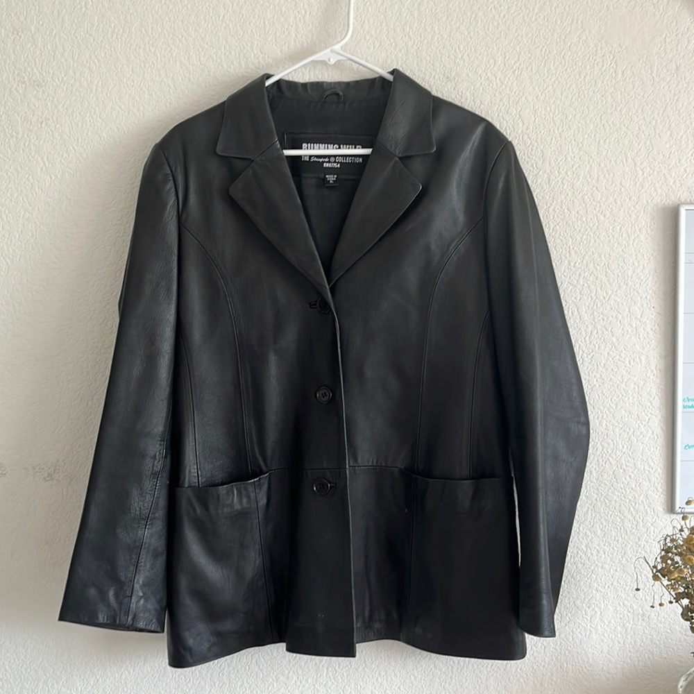 RUNNING WILD stampede collection black leather blazer